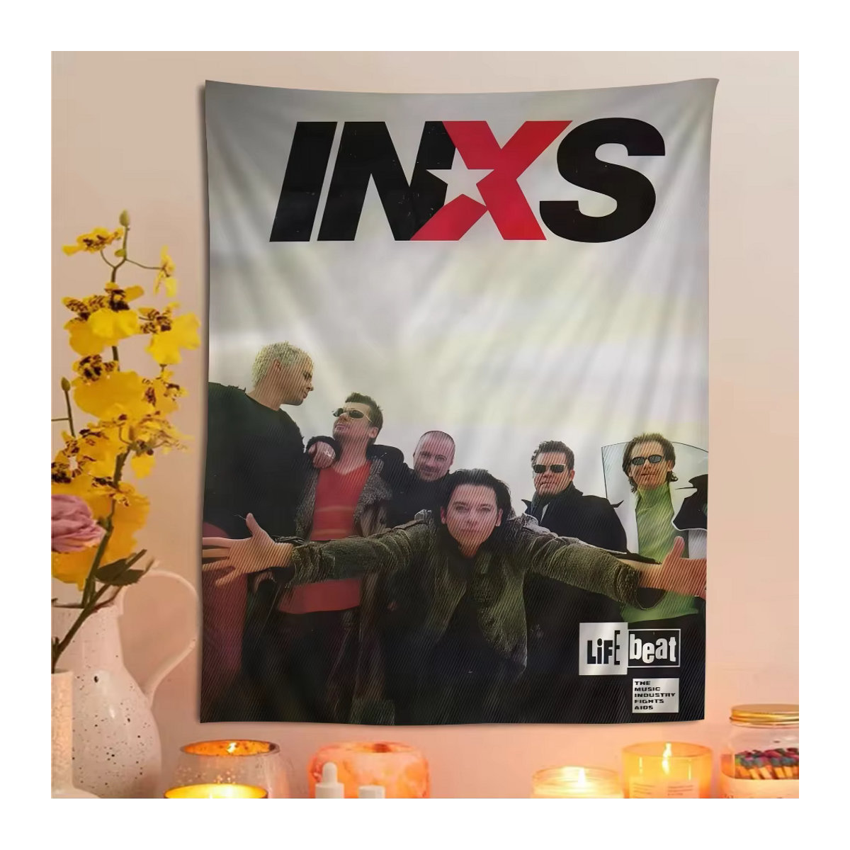 Potdemiel Wandteppich im Tarot-Hippie-Stil mit Inxs Sänger Motiv, mehrfarbig, rechteckig, B: 70 cm, H: 50 cm - Bild 5
