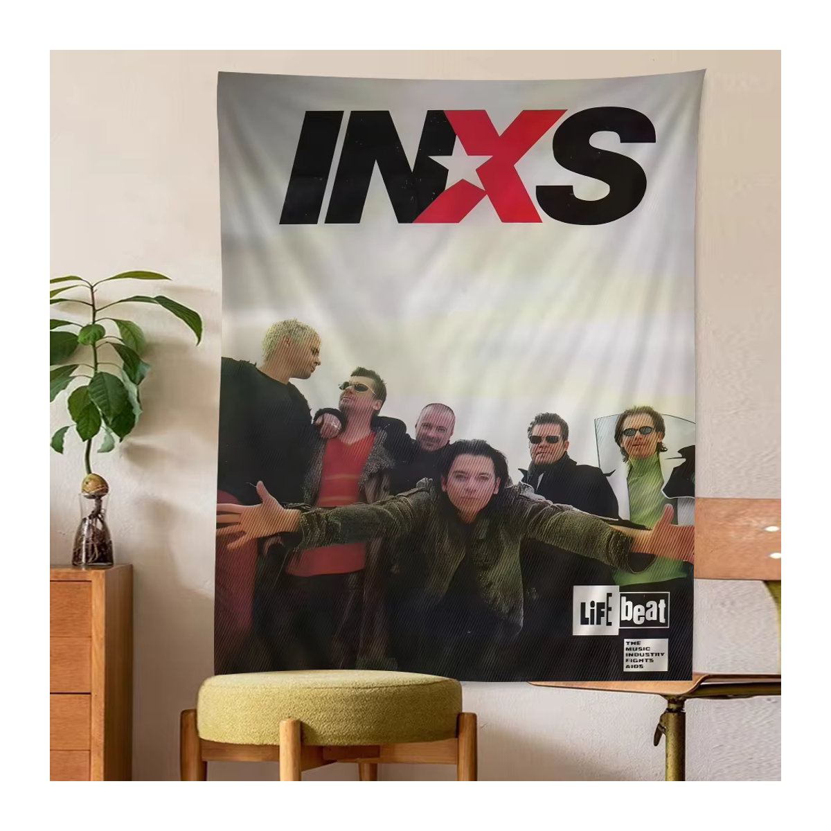 Potdemiel Wandteppich im Tarot-Hippie-Stil mit Inxs Sänger Motiv, mehrfarbig, rechteckig, B: 70 cm, H: 50 cm - Bild 6