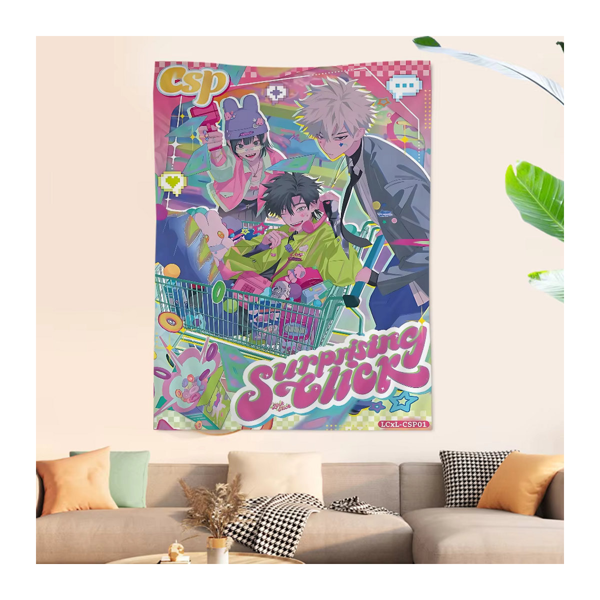 Potdemiel Wandteppich mit indischem Buddha Motiv in Mehrfarbig, Bohemian Wanddekoration im Anime-Stil - Bild 2