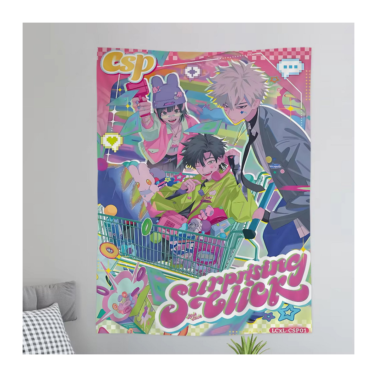 Potdemiel Wandteppich mit indischem Buddha Motiv in Mehrfarbig, Bohemian Wanddekoration im Anime-Stil - Bild 3
