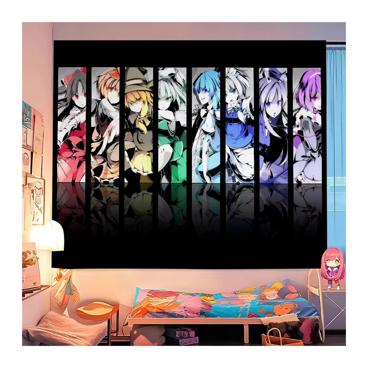 Potdemiel Wandteppich Touhou Projekt Mandala Wandkunst im Bohemian Stil, mehrfarbig, B: 70 cm, H: 70 cm, T: 50 cm - Bild 2