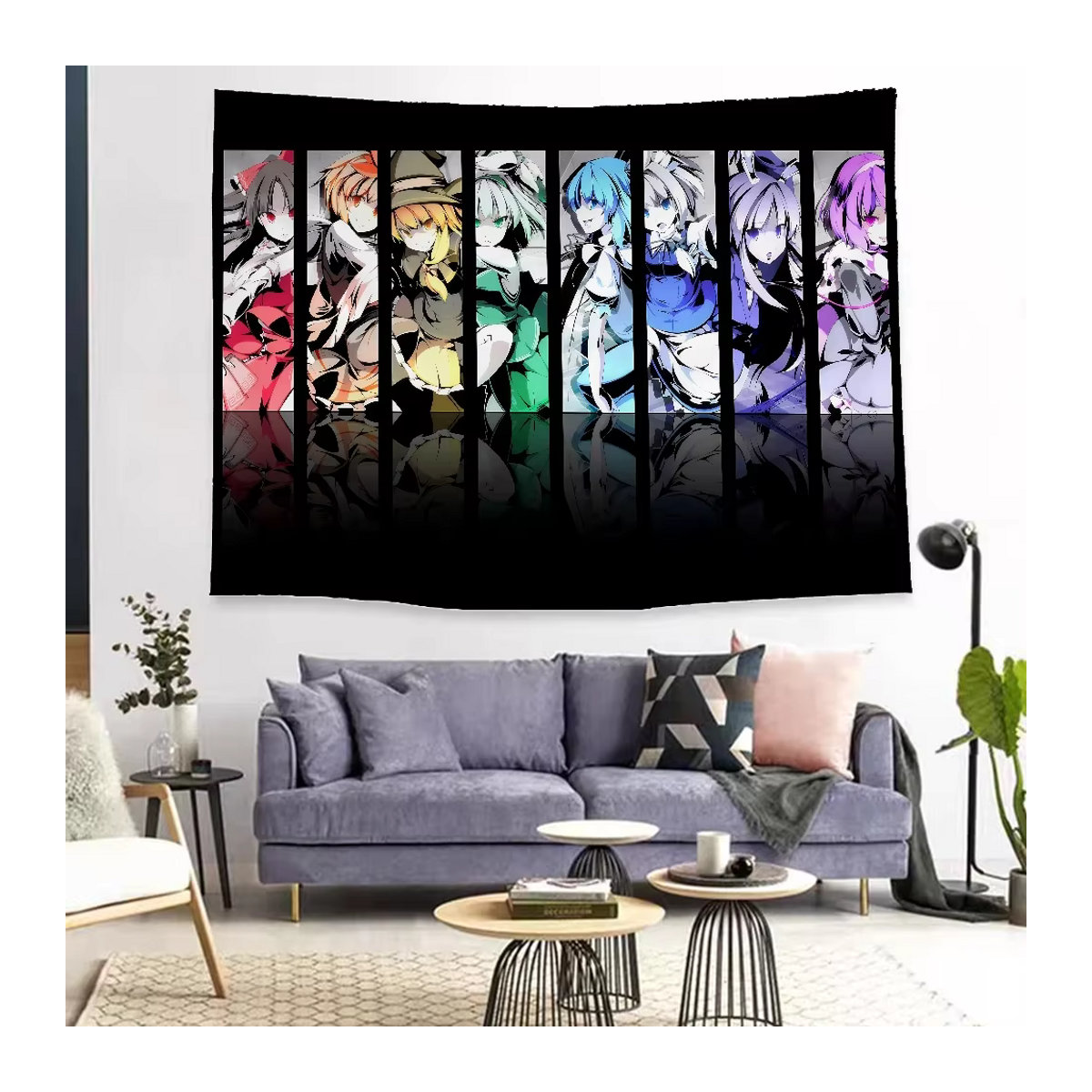 Potdemiel Wandteppich Touhou Projekt Mandala Wandkunst im Bohemian Stil, mehrfarbig, B: 70 cm, H: 70 cm, T: 50 cm - Bild 6
