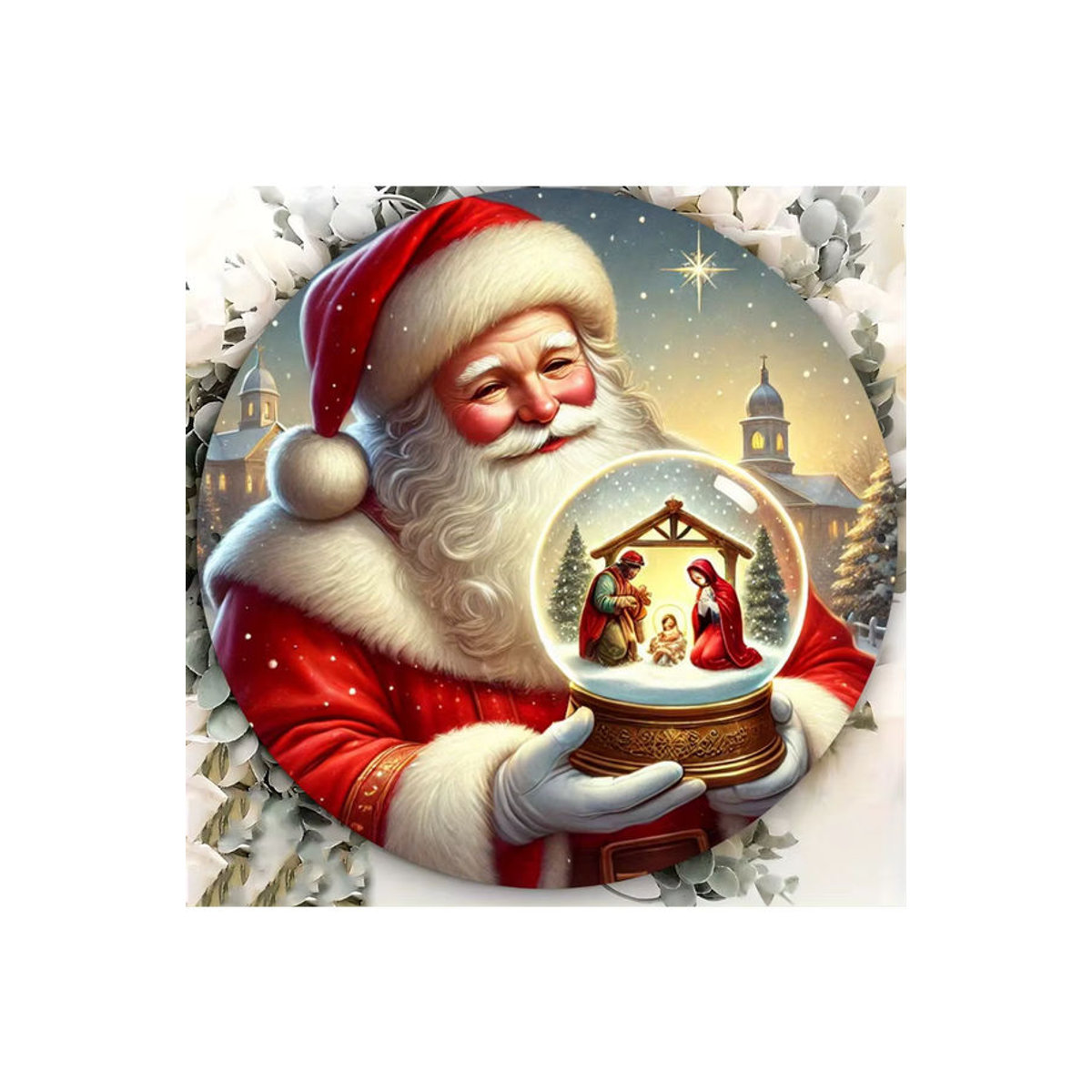 Potdemiel Weihnachts-Schneekugel-Krippe aus Metall und Glas, mehrfarbig, rund, Durchmesser: 20,3 cm - Bild 4