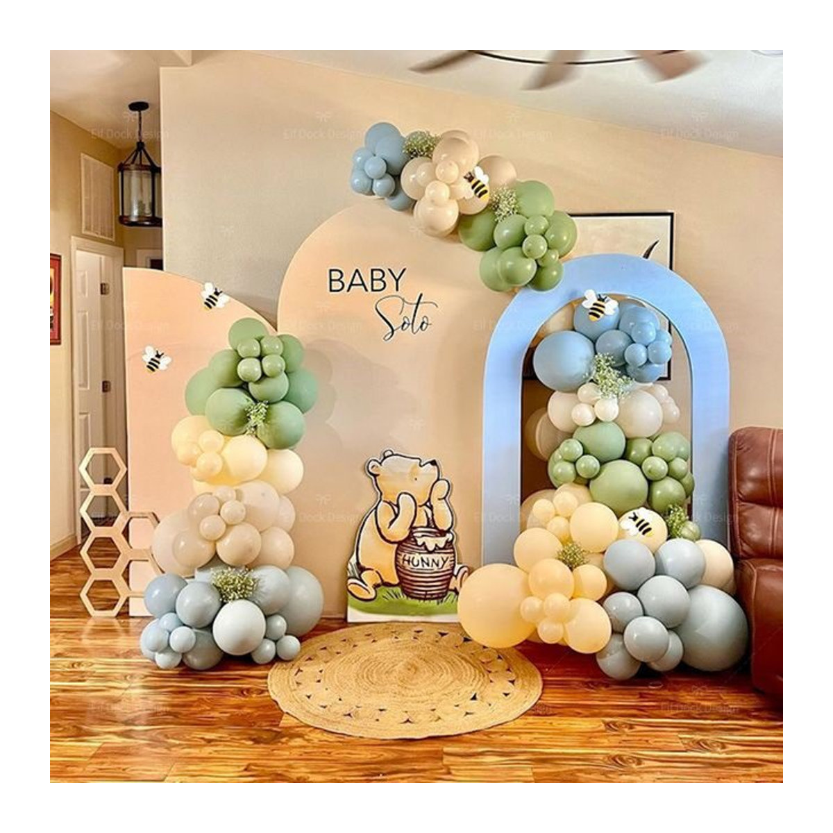 Potdemiel Winnie Bär Ballonbogen Kit in Gelb und Blau für Kindergeburtstage und Babypartys im Vintage-Stil - Bild 1