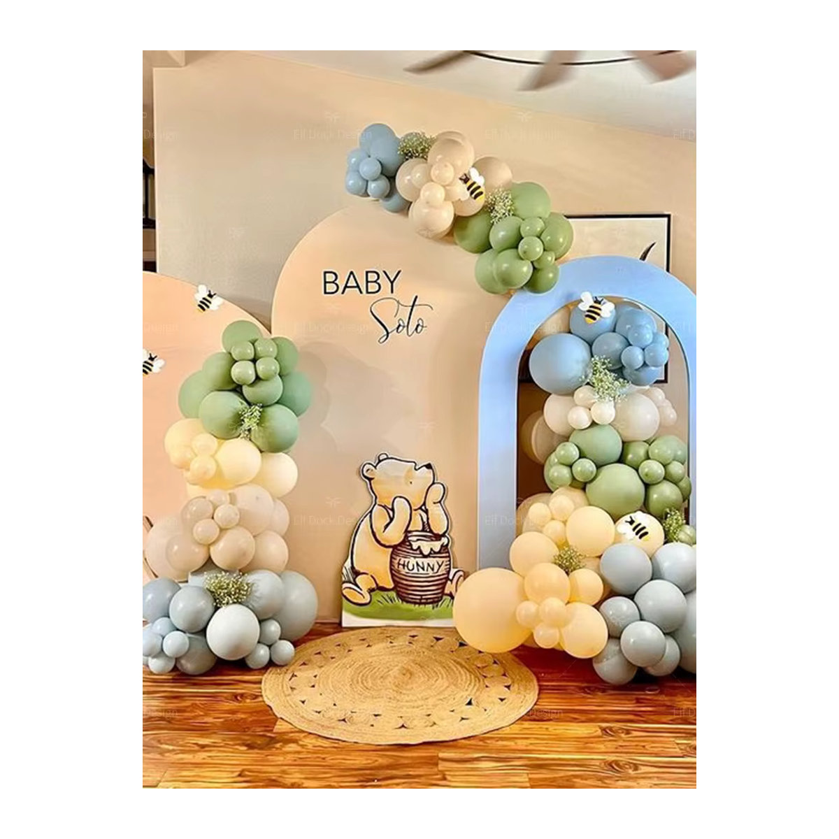 Potdemiel Winnie Bär Ballonbogen Kit in Gelb und Blau für Kindergeburtstage und Babypartys im Vintage-Stil - Bild 4