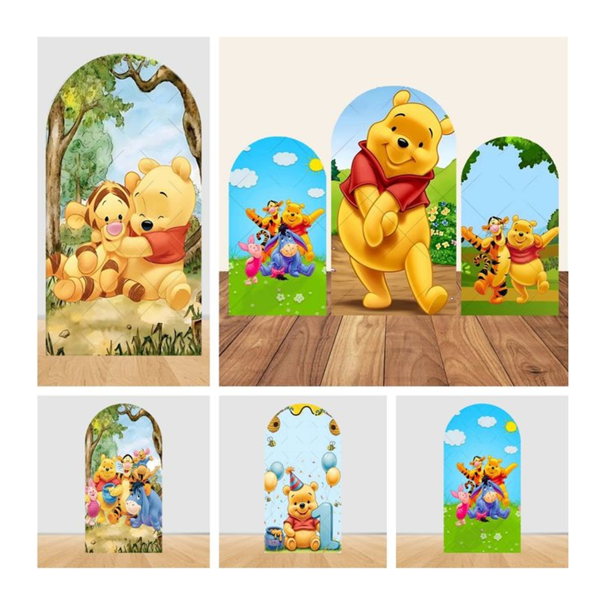 Potdemiel Winnie Puuh Bogen-Hintergrundbezug für Kindergeburtstage, mehrfarbig, B/H: 120 x 50 cm - Bild 1