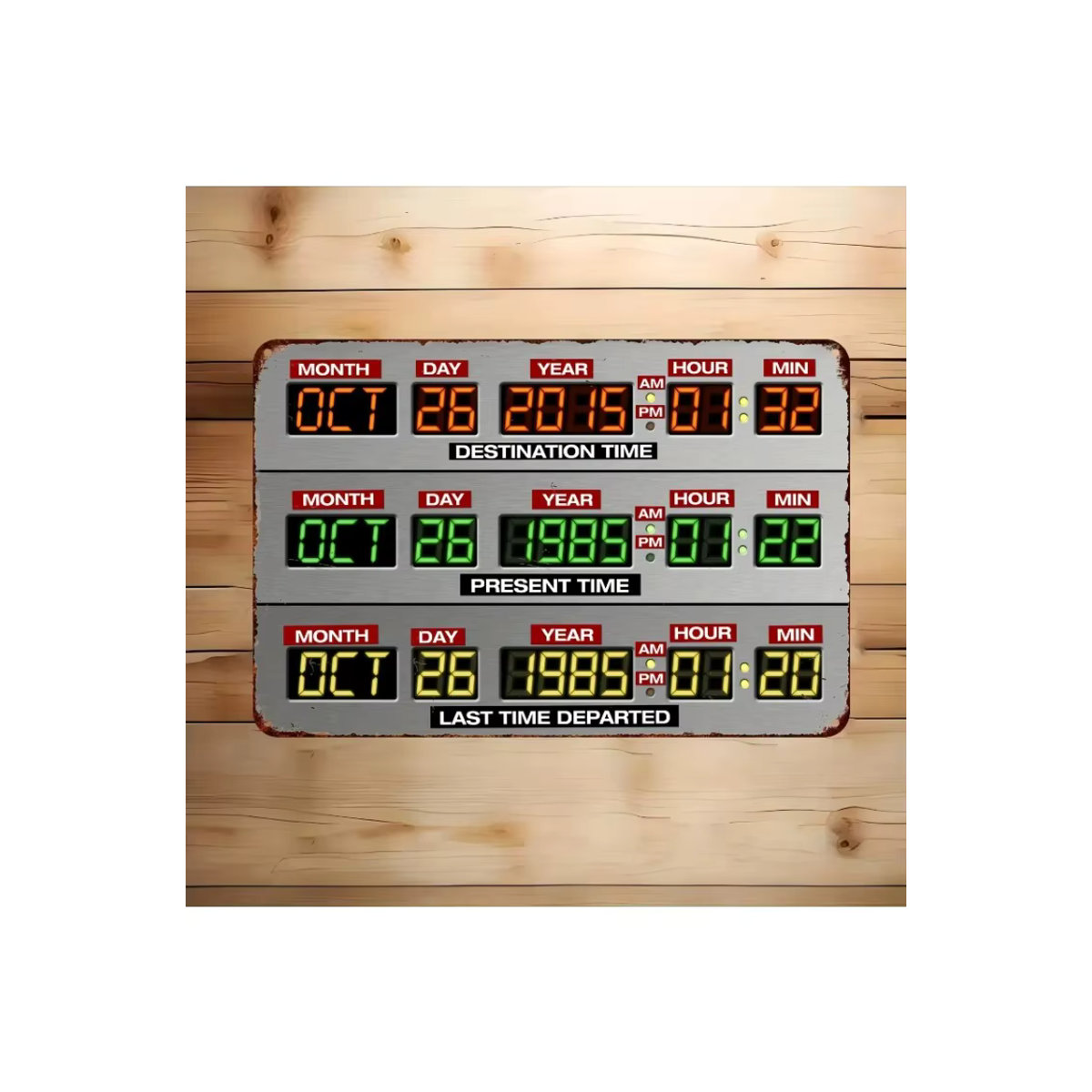 Potdemiel Zeitmaschine Wandkunst aus Metall, Retro Aluminium-Schild in Silber, Rechteckig, B: 30 cm, H: 20 cm, T: 20 cm - Bild 2