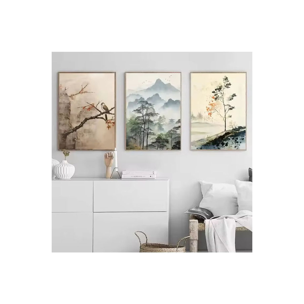 Potdemiel Zen Landschaft Kunst Poster, minimalistischer Leinwanddruck in mehrfarbig, rahmenlos, Hochformat - Bild 2
