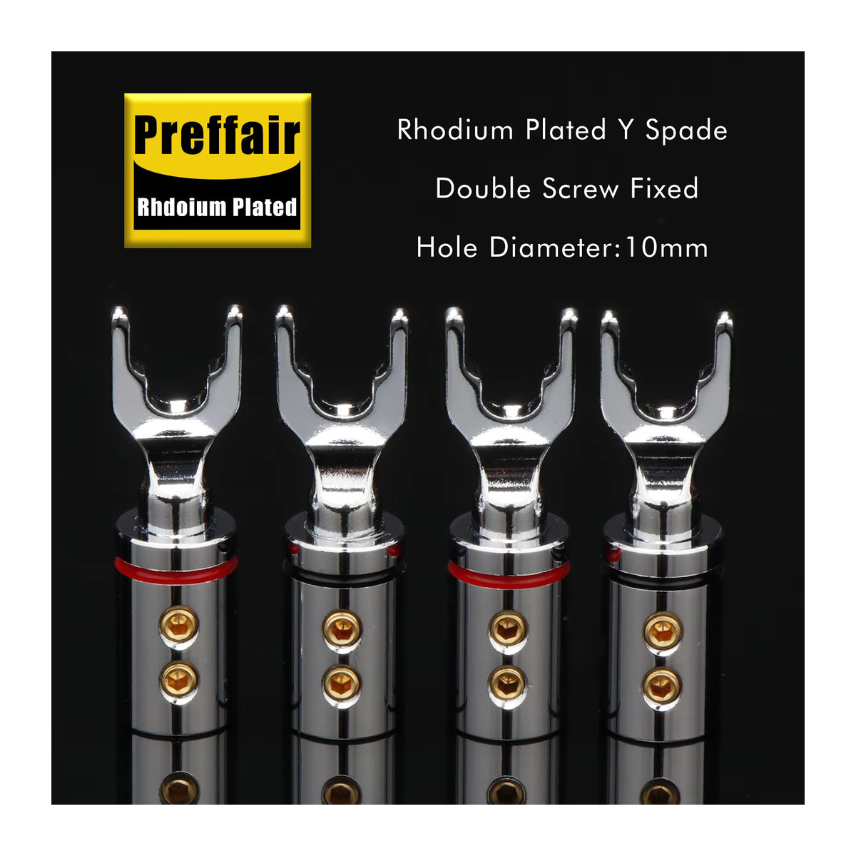 Preffair Bananen-Y-Spaten-Stecker aus rotem Kupfer, vergoldet oder rhodiniert, HiFi-Audio-Lautsprecher-Adapter in Rot oder Gold - Bild 3