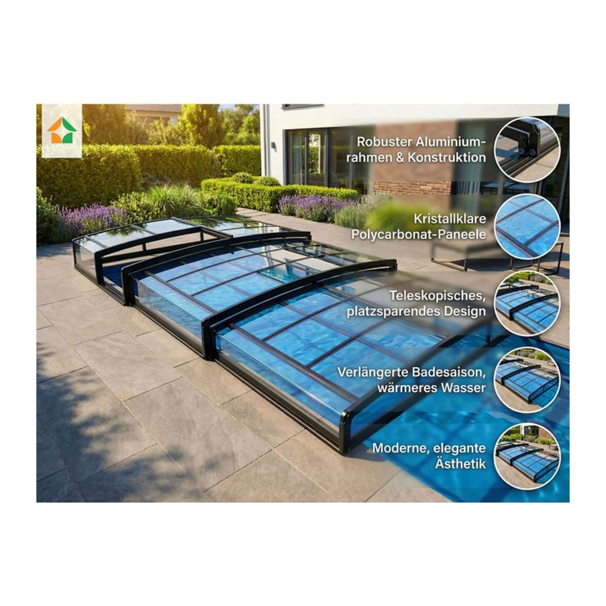 Prestige Home Living Outdoor Poolüberdachung Aqualina aus Aluminium B/T/H: 6,63 x 4,26 x 0,92 m - Bild 1