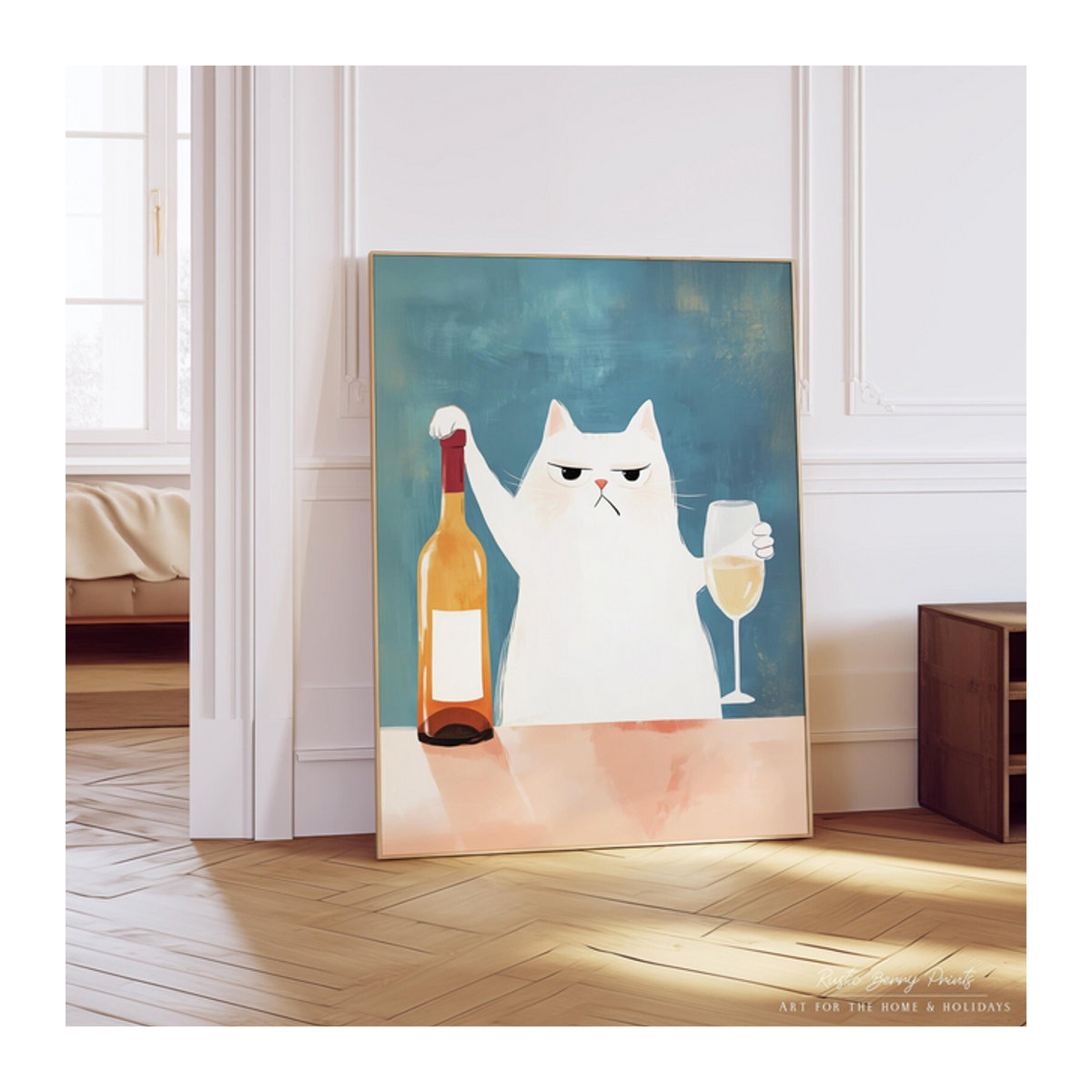 PRINTA Lustiges Katzenposter mit Bar-Dekor als moderner Kunstdruck in Hochformat und Mehrfarbig - Bild 1