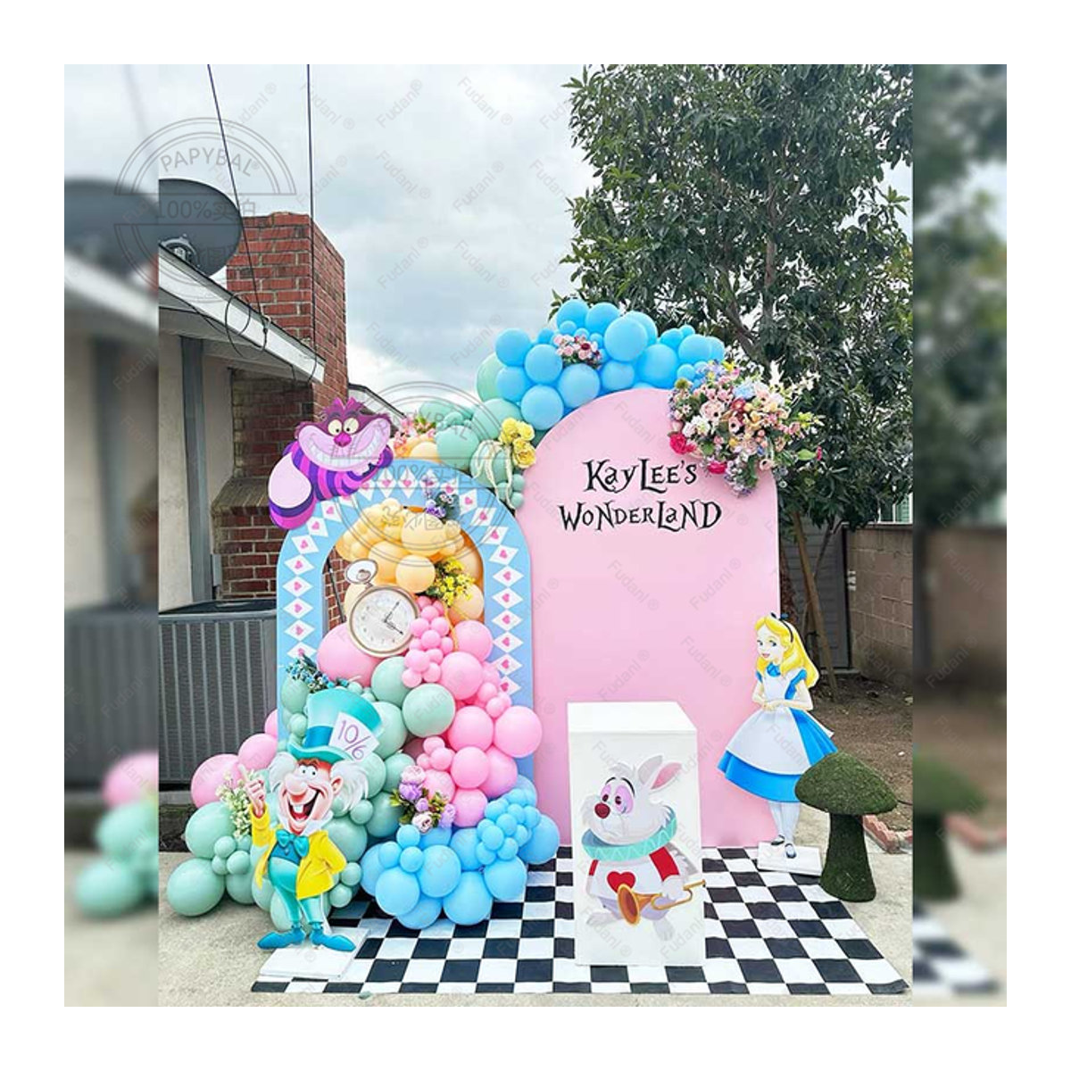 Prinzessin Folienballon Set für Mädchen Geburtstag Dekoration Alice im Wunderland Thema Mehrfarbig - Bild 1