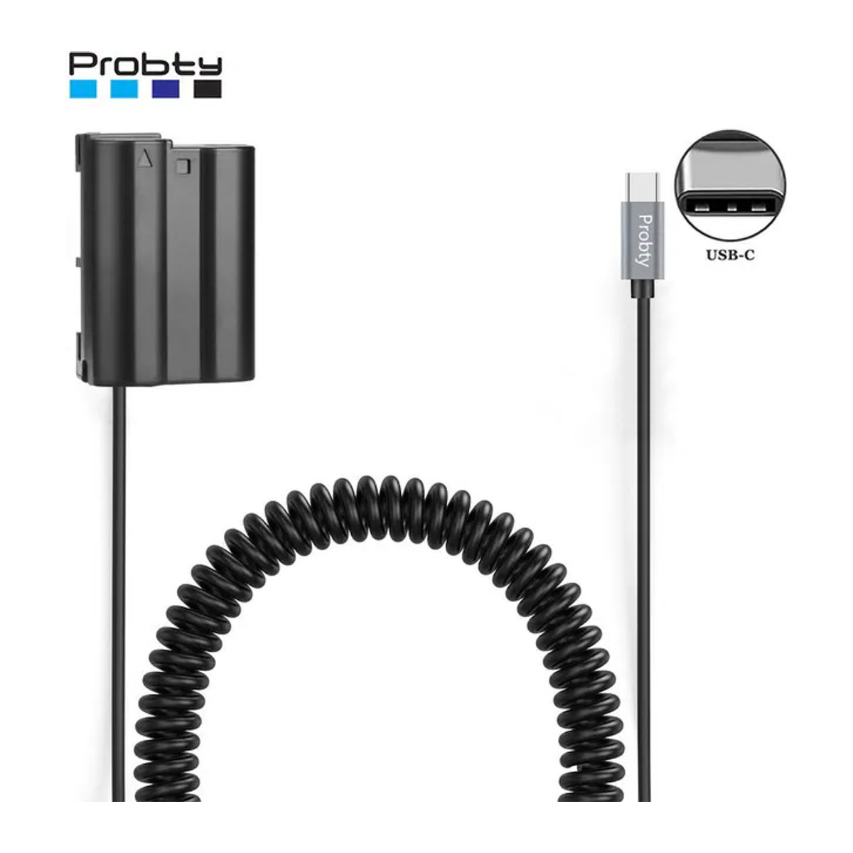 Probty USB-C-Netzteilanschluss EP-5B EN-EL15 Dummy-Akku-Set für Nikon Z5, Z6, Z6 II, Z7, Z7 II, Z8, D500, D610, D750, D780, D800 in Schwarz - Bild 1