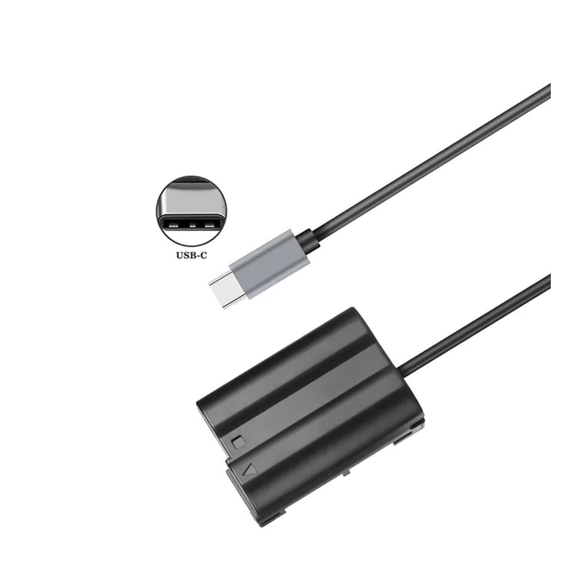 Probty USB-C-Netzteilanschluss EP-5B EN-EL15 Dummy-Akku-Set für Nikon Z5, Z6, Z6 II, Z7, Z7 II, Z8, D500, D610, D750, D780, D800 in Schwarz - Bild 2