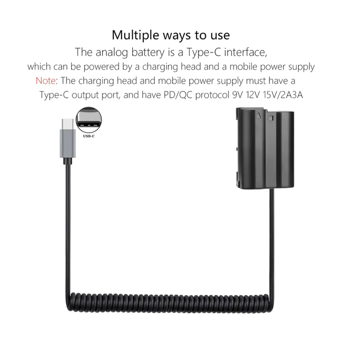 Probty USB-C-Netzteilanschluss EP-5B EN-EL15 Dummy-Akku-Set für Nikon Z5, Z6, Z6 II, Z7, Z7 II, Z8, D500, D610, D750, D780, D800 in Schwarz - Bild 4