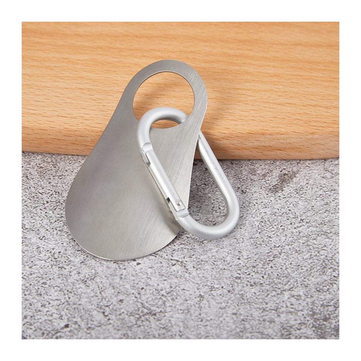 Professioneller Schuhlöffel mit Karabiner von vmuchsafe aus Edelstahl in Silber, Länge: 7,5 cm - Bild 1