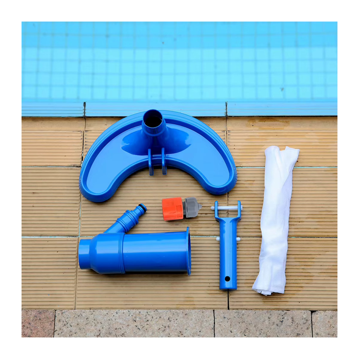 Professioneller Schwimmbad-Staubsauger mit Bürste und Reinigungsset für Spa und Wasserpark, Blau, Kunststoff - Bild 5