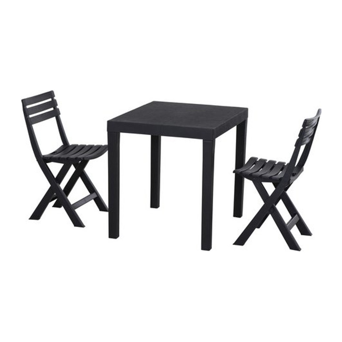 PROGARDEN Balkonset Club mit 2 Sitzplätzen aus Kunststoff in Grau Anthrazit, Breite: 50 cm - Bild 1