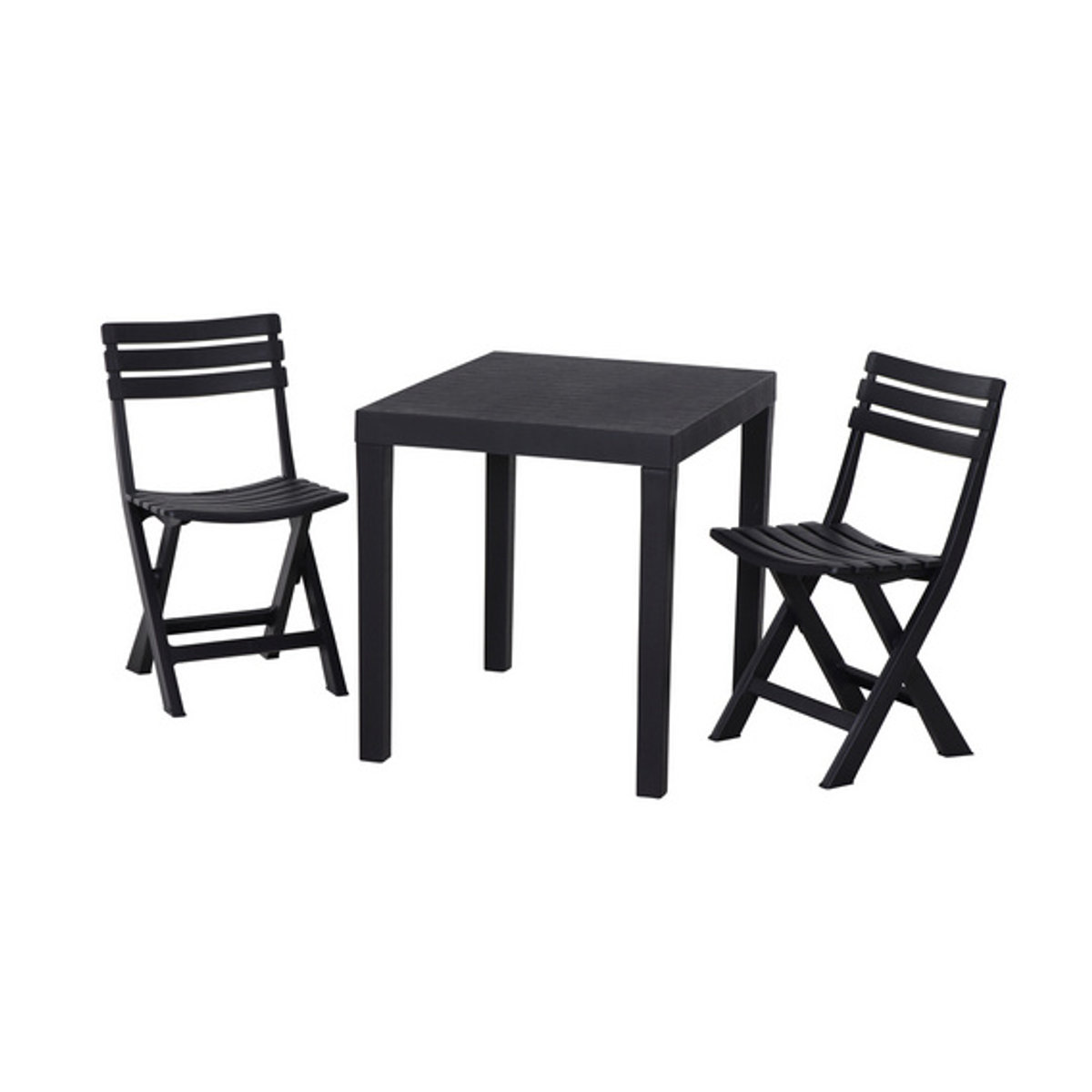 PROGARDEN Balkonset Club mit 2 Sitzplätzen aus Kunststoff in Grau Anthrazit, Breite: 50 cm - Bild 3