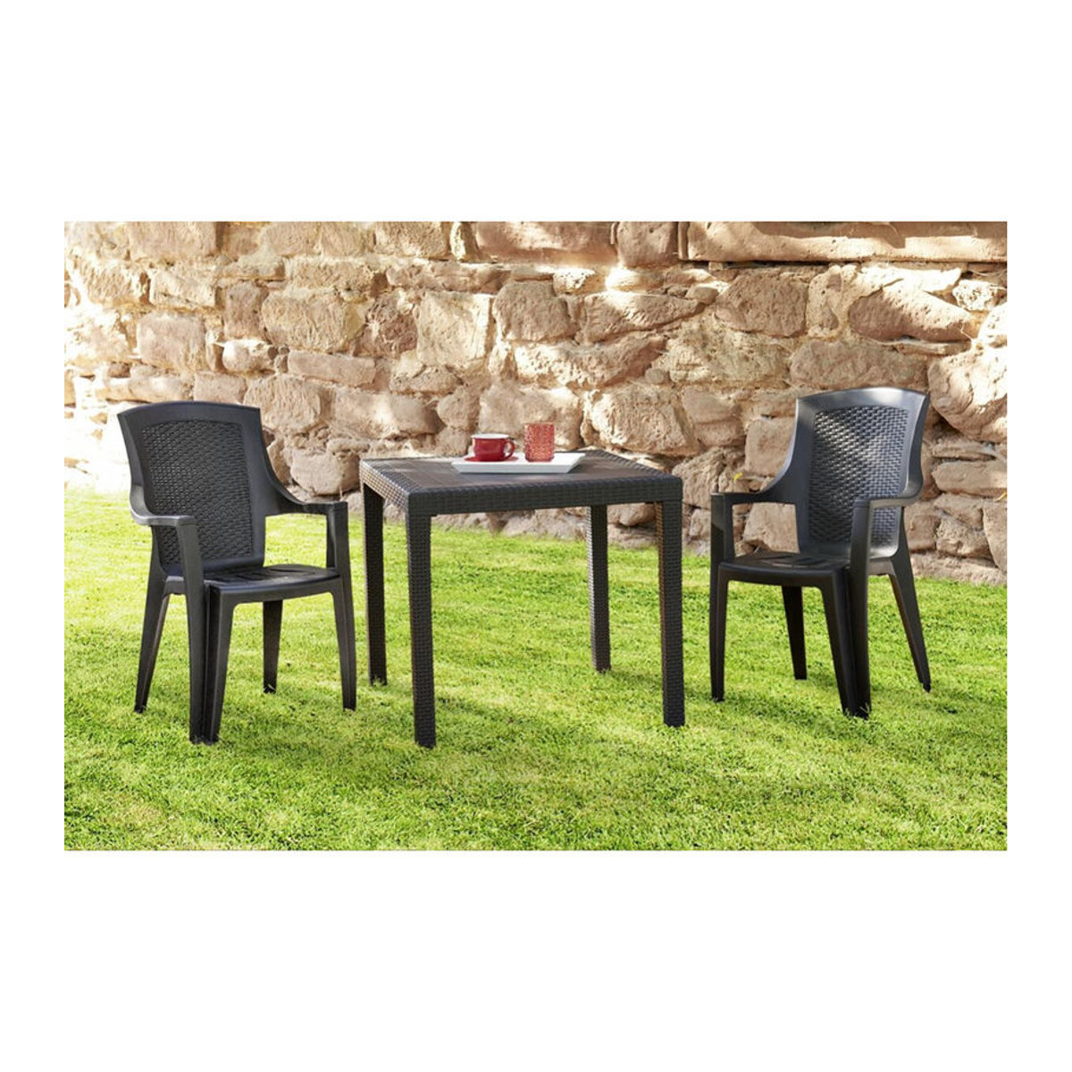 ProGarden Stapelsessel Eden aus Kunststoff in Anthrazit/Grau, B/T/H: 60 x 62 x 89 cm - Bild 4