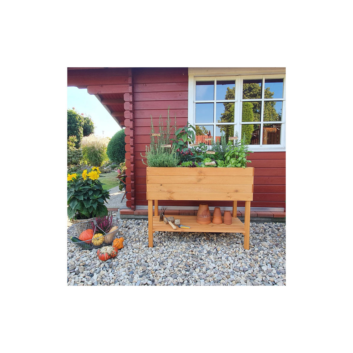 PROMADINO Hochbeet aus Kiefernholz in Honigbraun und Braun - Bild 4