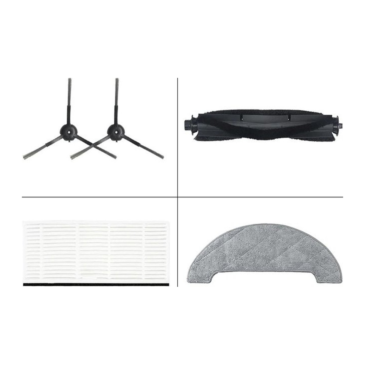 Proscenic M8 Pro Zubehör-Set in Schwarz mit Hauptseitenbürste, Hepa-Filter, Mopp-Tuch und Staubbeuteln - Bild 1