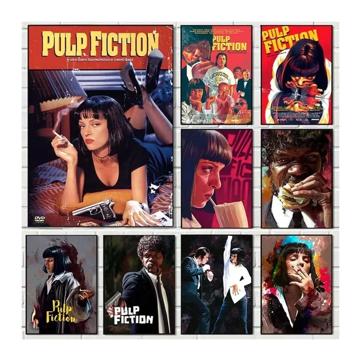 Pulp Fiction Leinwand Wandkunst von Potdemiel als modernes Film-Porträt in Hochformat und Mehrfarbig - Bild 1