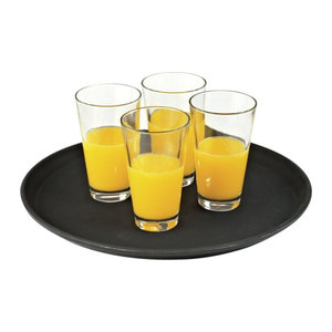 PULSIVA Serviertablett rund aus Kunststoff, Schwarz, Durchmesser: 36 cm