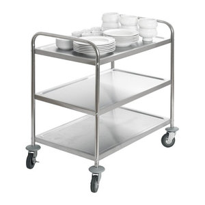 PULSIVA Servierwagen Standard 3B aus Edelstahl und Kunststoff in Silber, B/T/H: 85 x 54 x 93 cm