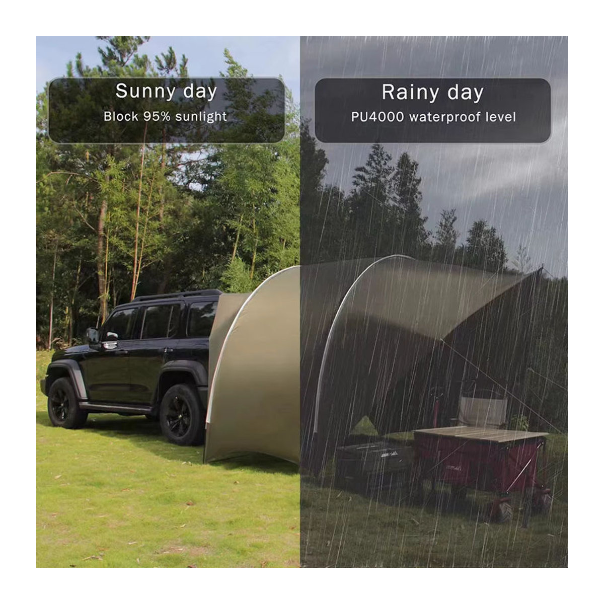 Pumbba Outdoor-Baldachin Zelt mit Seitenwänden, Wasserdichter Garten-Pavillon und Sonnenschutz-Tarp in Schwarz oder Beige - Bild 2