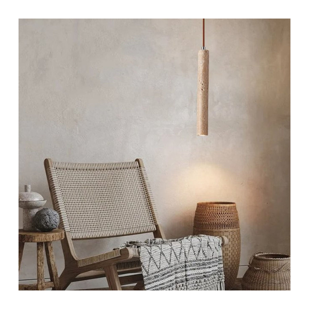 Pumous LED Pendelleuchte aus Holz im japanischen Stil, moderne Retro-Hängeleuchte mit G9 Fassung, Natur, Warmweiß - Bild 1