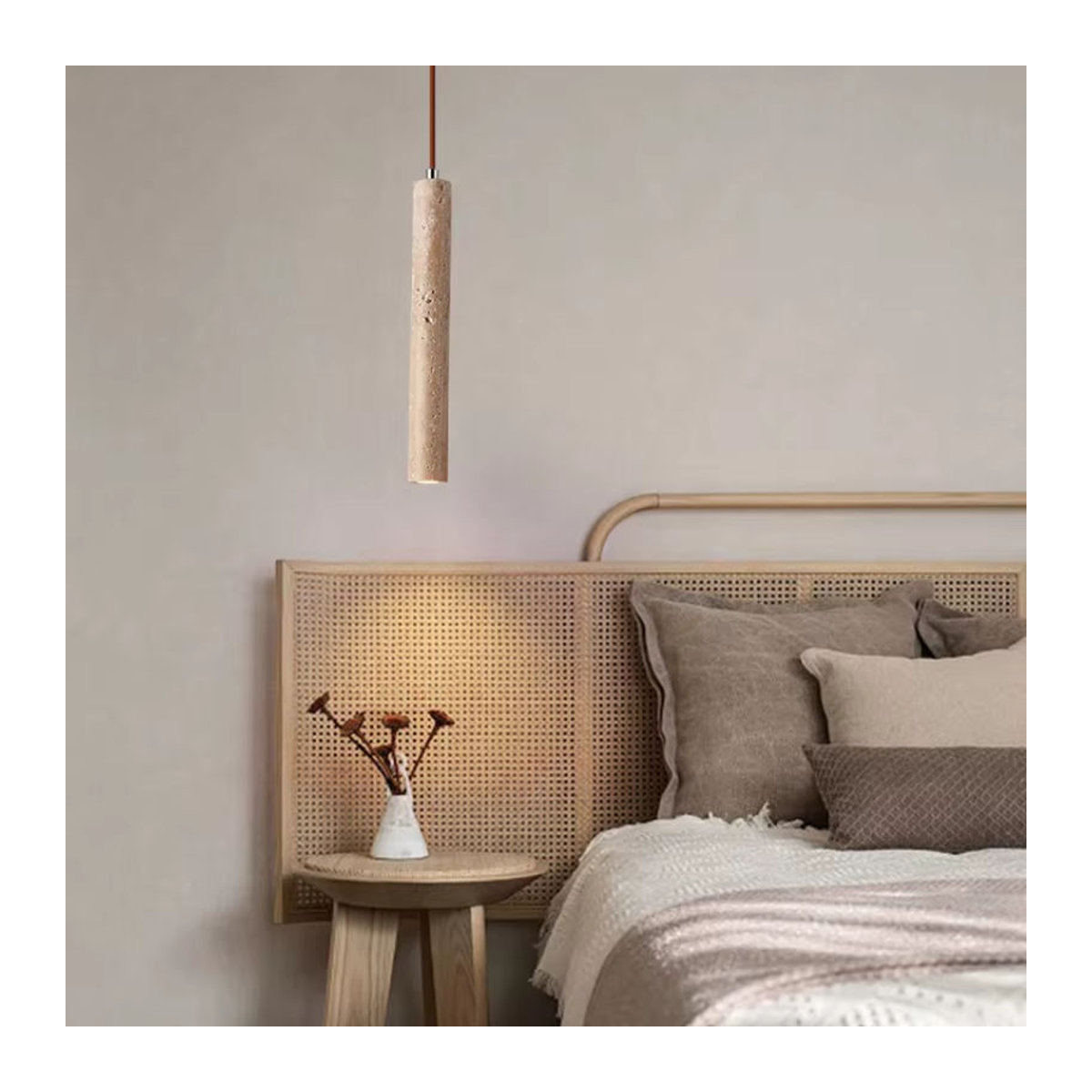 Pumous LED Pendelleuchte aus Holz im japanischen Stil, moderne Retro-Hängeleuchte mit G9 Fassung, Natur, Warmweiß - Bild 2