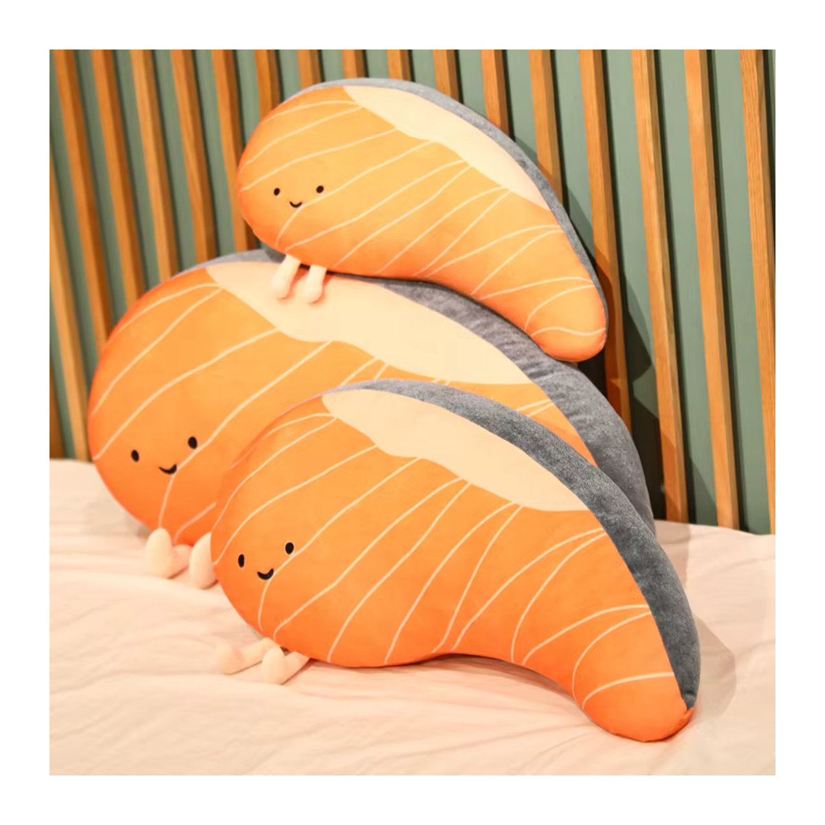 PUNIDAMAN Lachs Filet Plüsch Kissen Simulation Lachs Puppe Orange Weiches Kawaii Kissen für Sofa und Bett - Bild 2