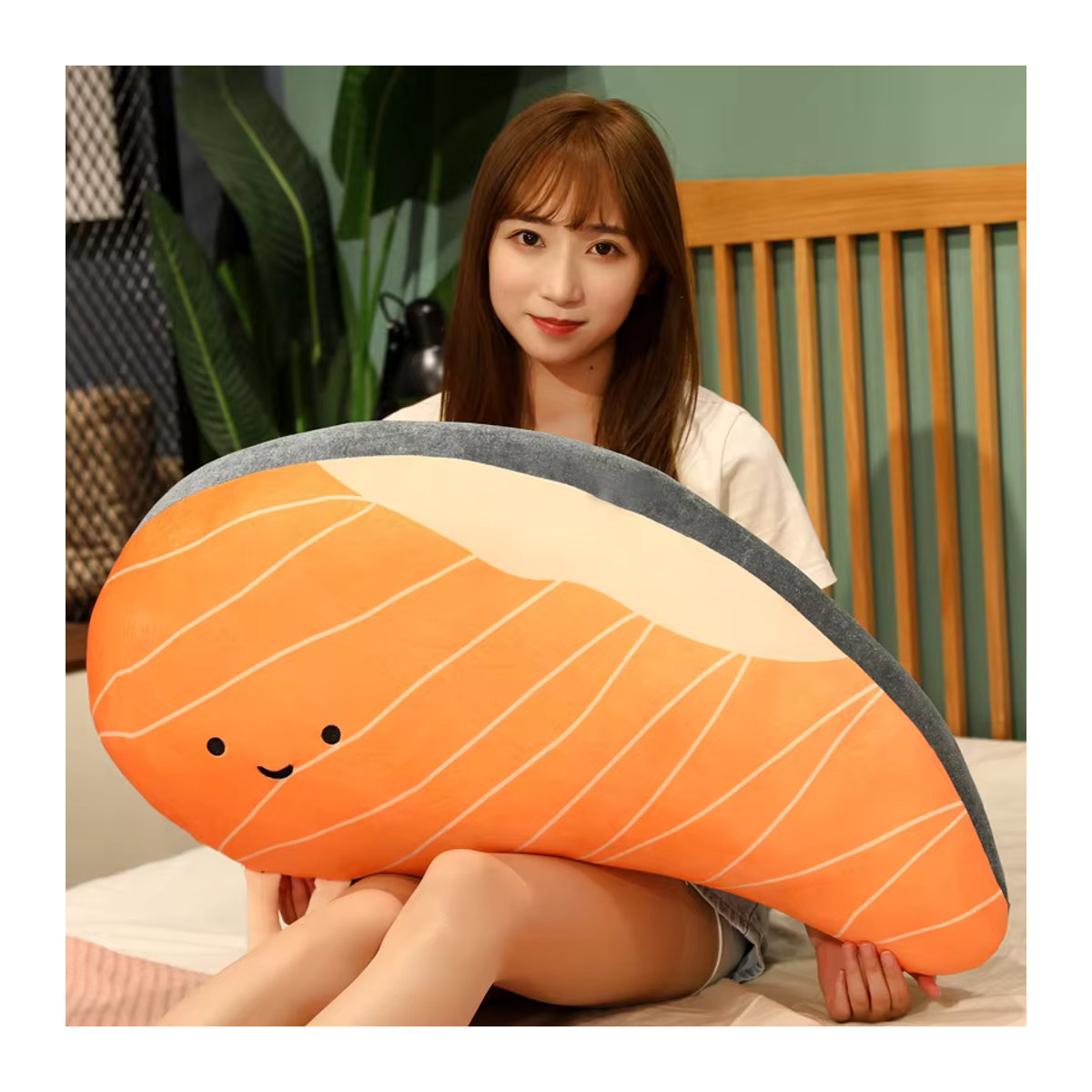PUNIDAMAN Lachs Filet Plüsch Kissen Simulation Lachs Puppe Orange Weiches Kawaii Kissen für Sofa und Bett - Bild 3