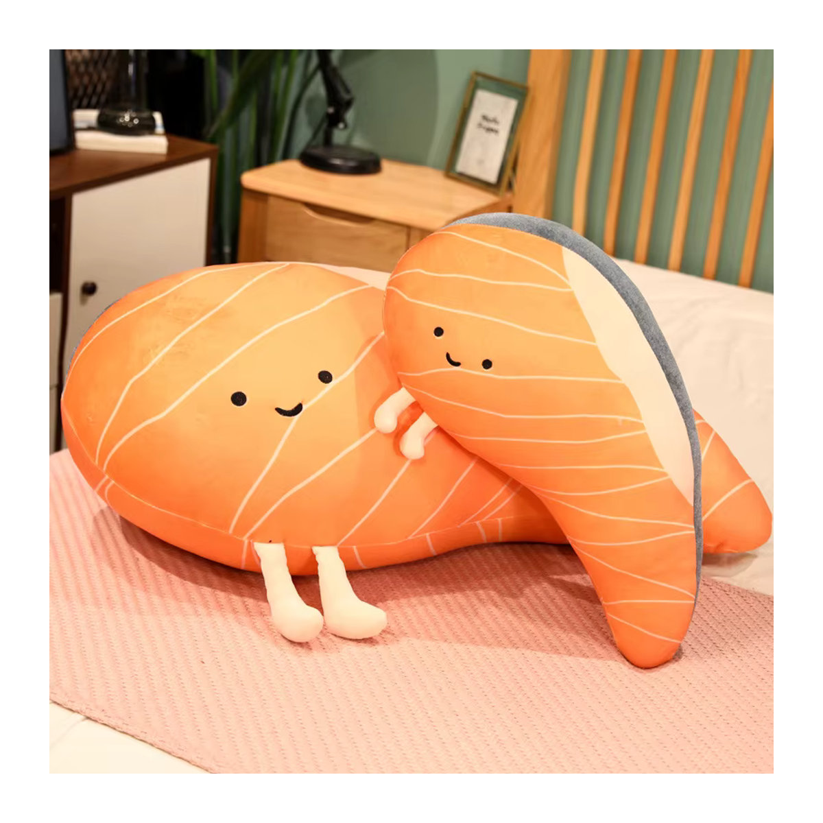 PUNIDAMAN Lachs Filet Plüsch Kissen Simulation Lachs Puppe Orange Weiches Kawaii Kissen für Sofa und Bett - Bild 5