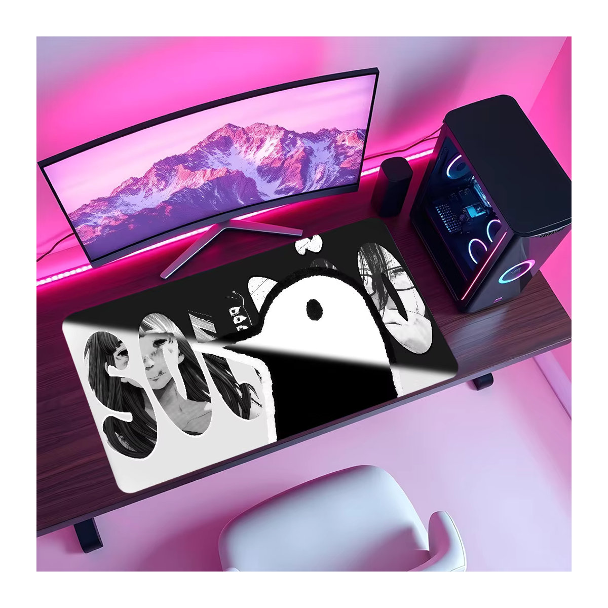 Punpun XXL Schreibtischmatte aus Gummi, rutschfestes Gaming-Mauspad im Comic-Design, mehrfarbig, rechteckig - Bild 3