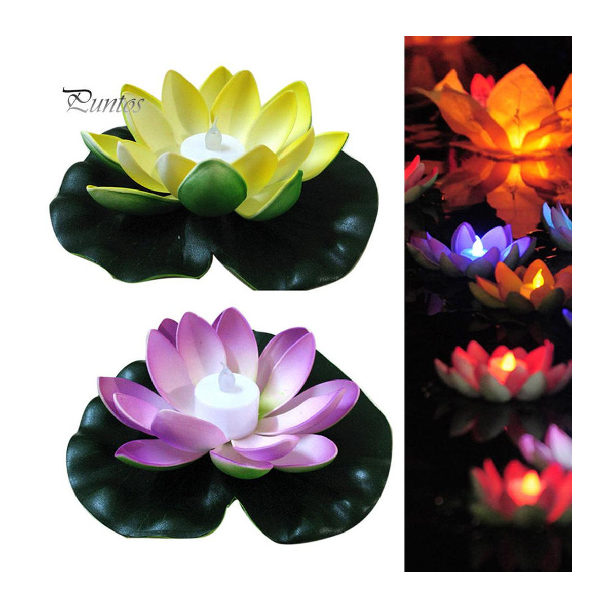 Puntos Künstliche Lotusblume mit LED-Licht in Rosa für Gartenteich und Schwimmbad - Bild 2