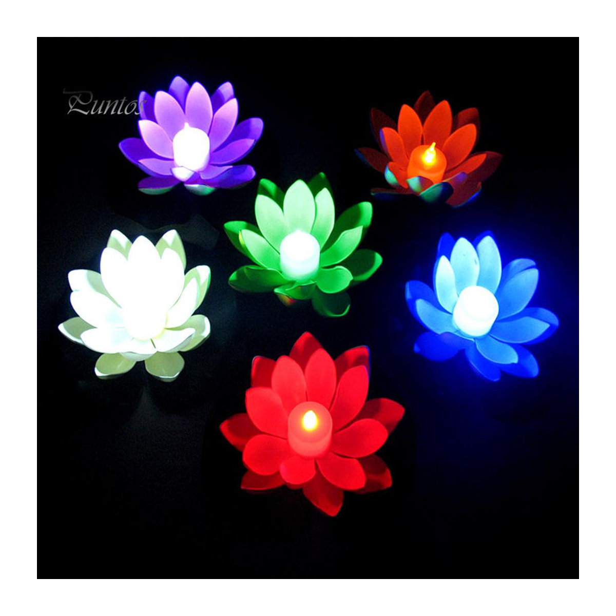 Puntos Künstliche Lotusblume mit LED-Licht in Rosa für Gartenteich und Schwimmbad - Bild 4