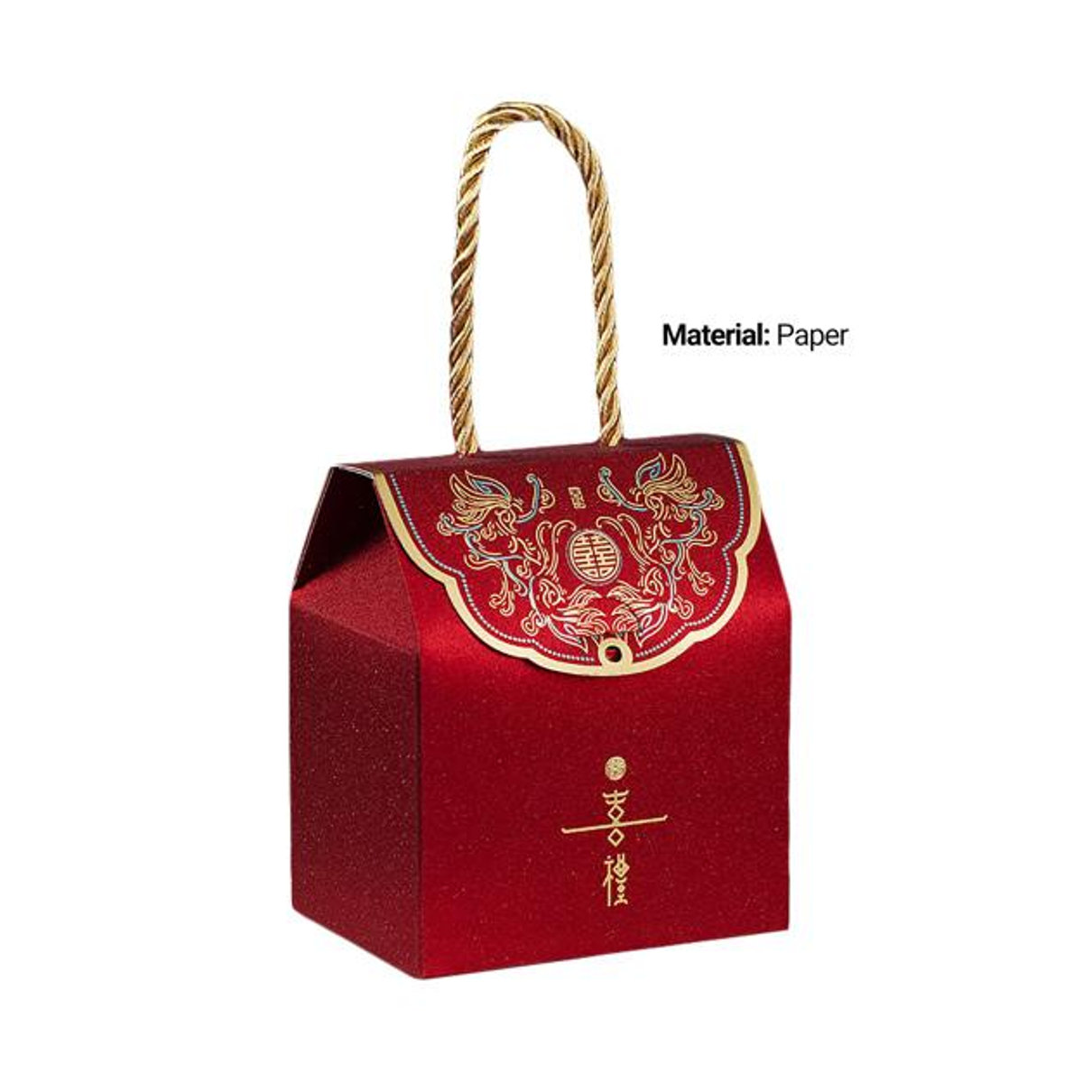 Puntos Party Time Set aus 12 traditionellen chinesischen Süßigkeitenboxen aus Papier in Rot mit Xi-Zeichen für Hochzeiten - Bild 1