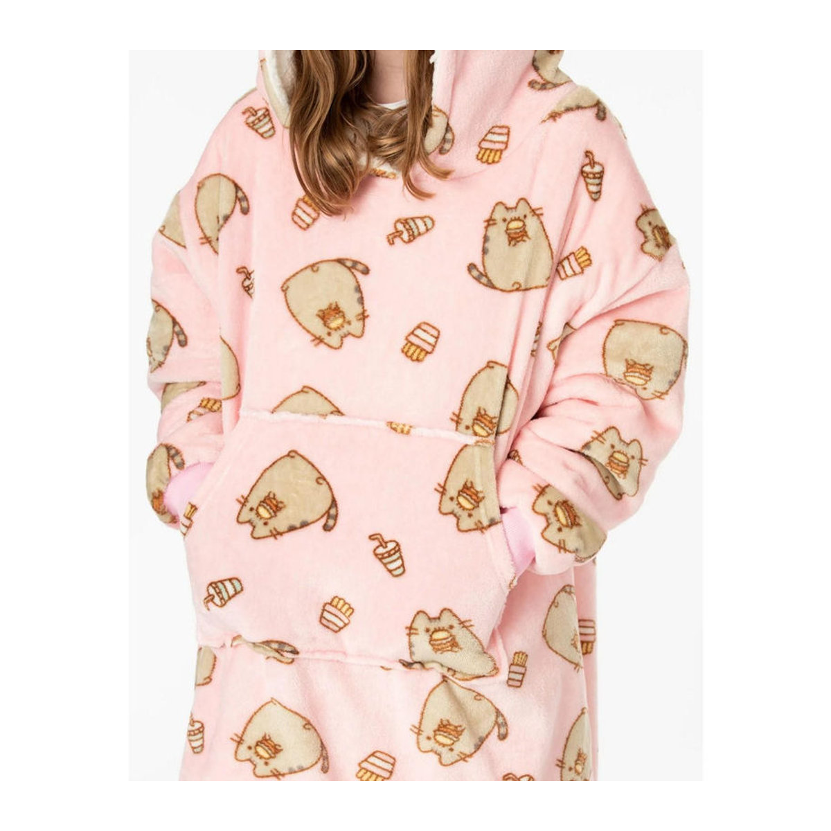 Pusheen Hoodie-Decke für Kinder aus Fleece in Rosa, One Size - Bild 2