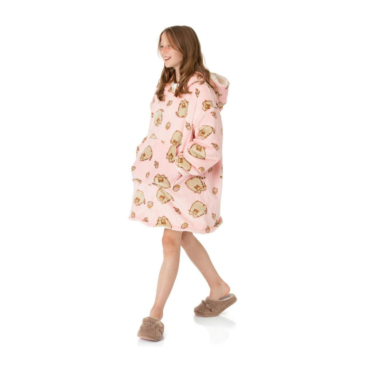 Pusheen Hoodie-Decke für Kinder aus Fleece in Rosa, One Size - Bild 4