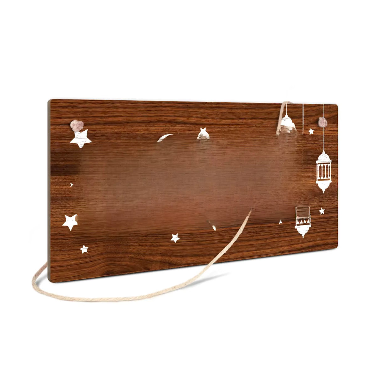 Putuo Decor Bismillah Holzschild in Braun als hängende Wandkunst im Landhausstil für Wohnzimmer und Esszimmer - Bild 6