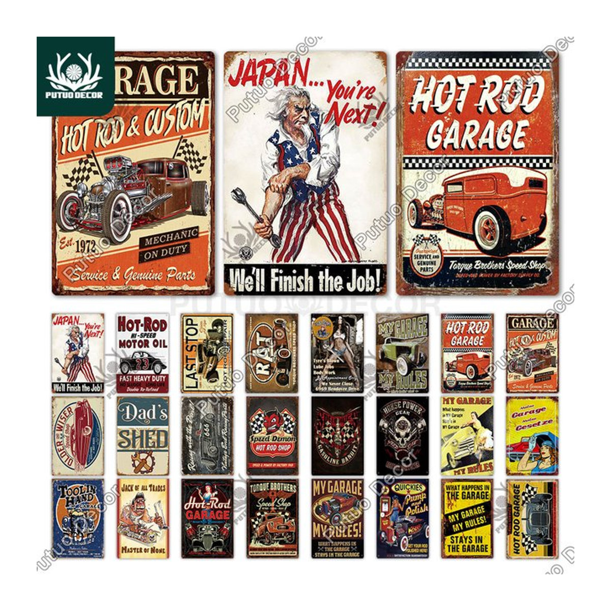 Putuo Decor My Garage Metallschild im Vintage-Stil, mehrfarbiges Wandbild für Garage und Bar, B/H: 30 x 20 cm - Bild 1