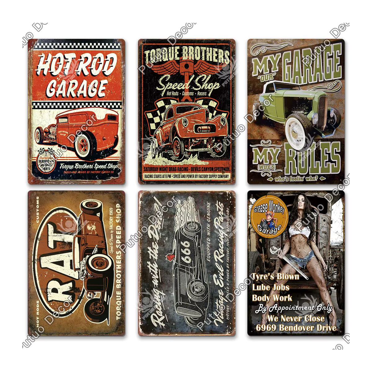 Putuo Decor My Garage Metallschild im Vintage-Stil, mehrfarbiges Wandbild für Garage und Bar, B/H: 30 x 20 cm - Bild 2