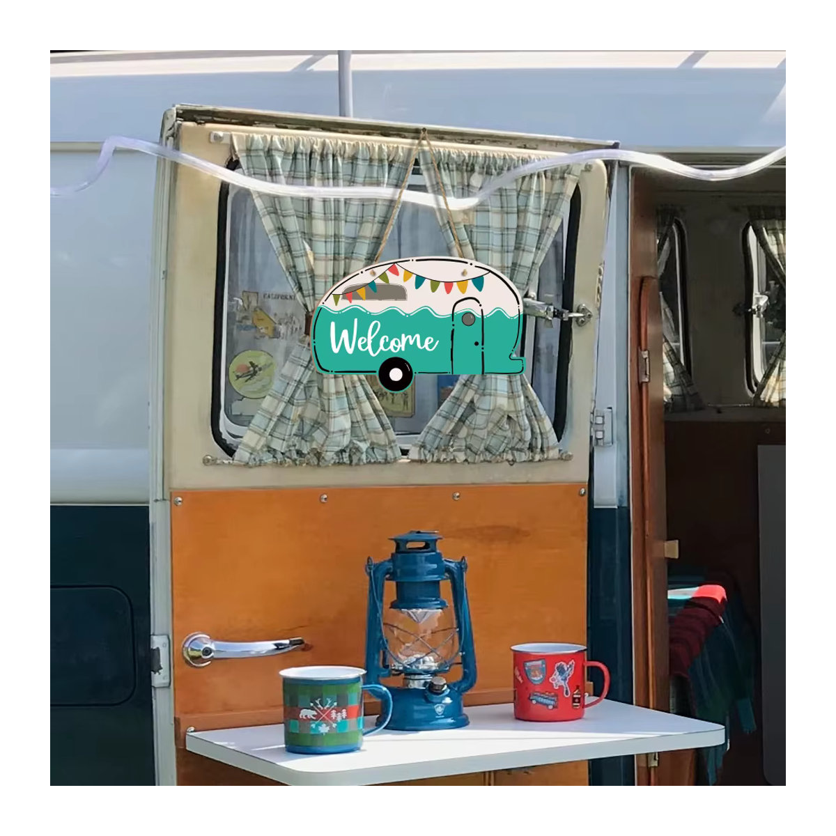 Putuo Decor Rustikales Holzschild in Wohnmobilform als hängende Wanddekoration, mehrfarbig - Bild 2