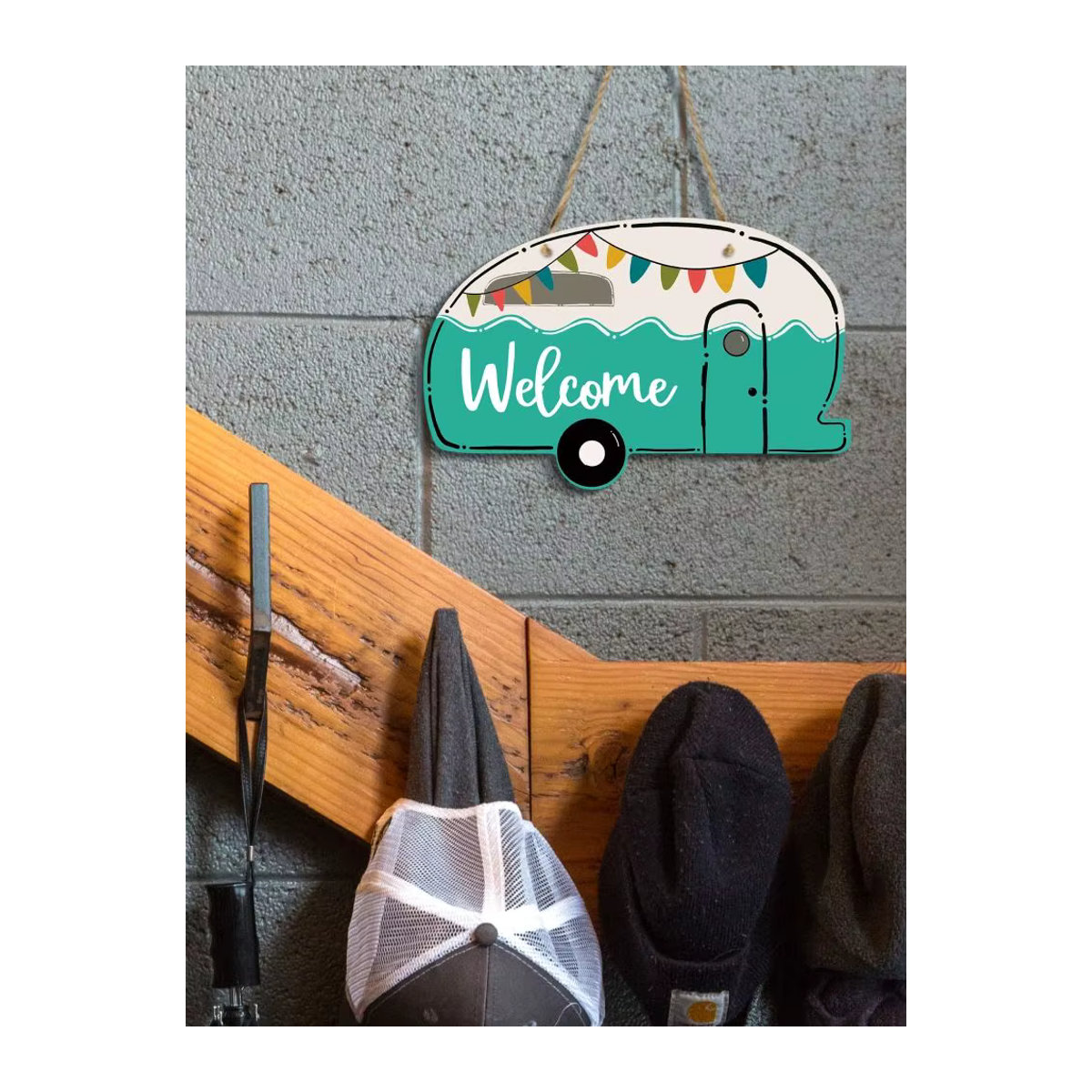 Putuo Decor Rustikales Holzschild in Wohnmobilform als hängende Wanddekoration, mehrfarbig - Bild 5