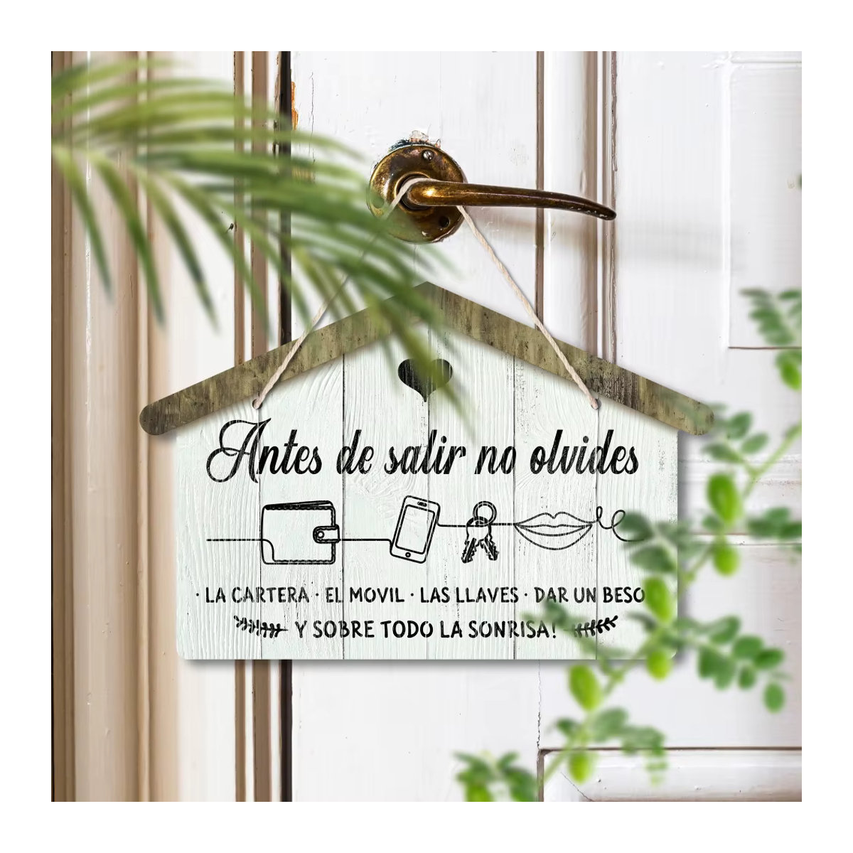 Putuo Decor Spanisches Holzschild zum Aufhängen in Weiß für Landhaus-Wanddekoration - Bild 3