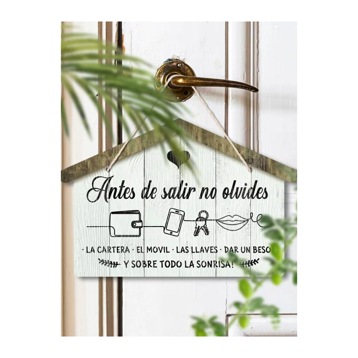 Putuo Decor Spanisches Holzschild zum Aufhängen in Weiß für Landhaus-Wanddekoration - Bild 4