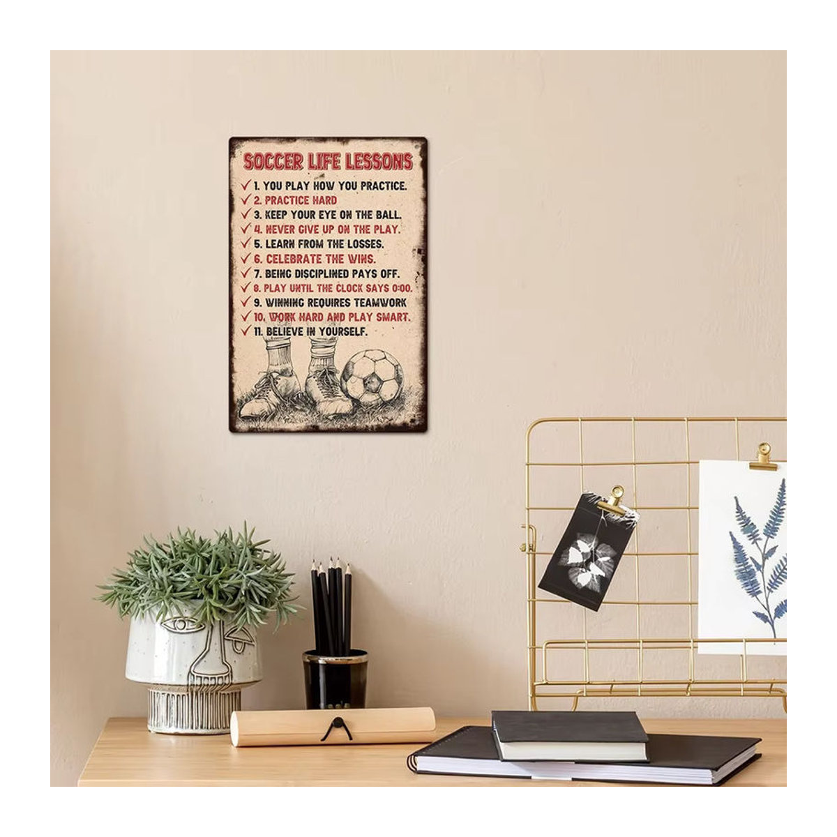 Putuo Decor Vintage Blechschild Fußball Wandkunst Dekoration Mehrfarbig - Bild 2