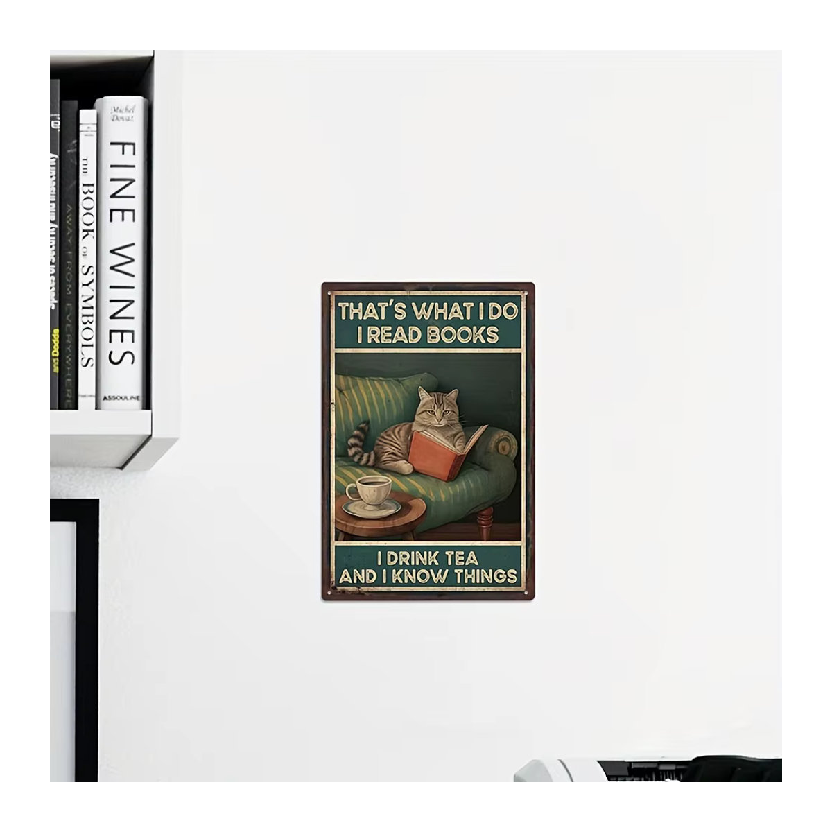 Putuo Decor Vintage Katzen Metallschild Das ist was ich tue ich lese Bücher Wanddekoration mehrfarbig - Bild 5